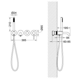 Смеситель встраиваемый для ванны с душем Timo Saona 2314/16YSM белый матовый